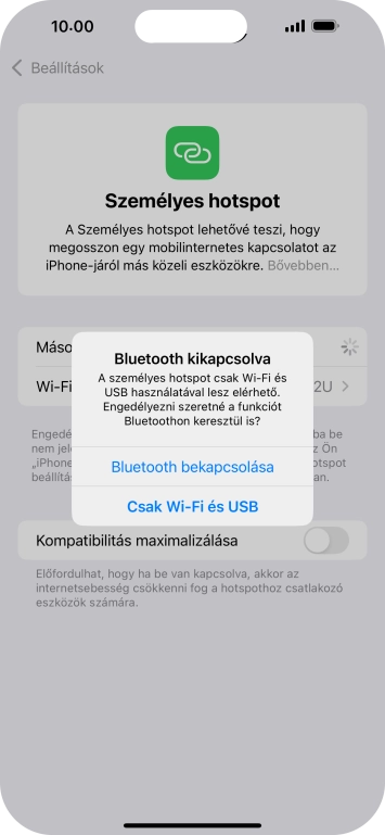 Amennyiben be van kapcsolva a Wi-Fi, válaszd a Csak Wi-Fi és USB lehetőséget.