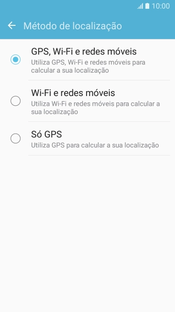 Se escolher GPS, Wi-Fi e redes móveis, o telefone irá encontrar a sua localização precisa utilizando os satélites GPS, a rede móvel e as redes Wi-Fi  nas proximidades. A navegação por satélite GPS requer vista livre ao céu.