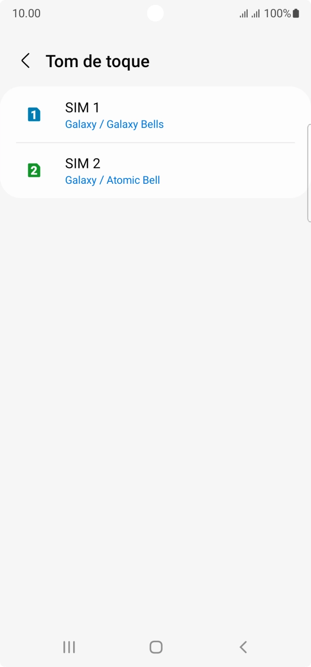 Prima o cartão SIM pretendido.