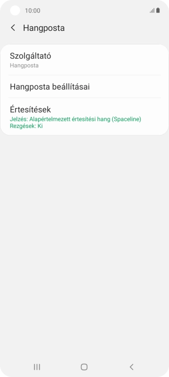 Válaszd a Hangposta beállításai lehetőséget.