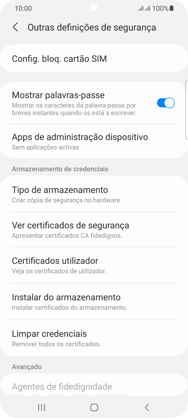 Prima Config. bloq. cartão SIM.