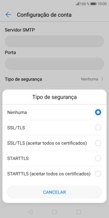 Prima STARTTLS (aceitar todos os certificados) para ativar a função.