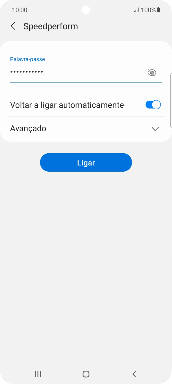 Introduza a password da rede Wi-Fi e prima Ligar.