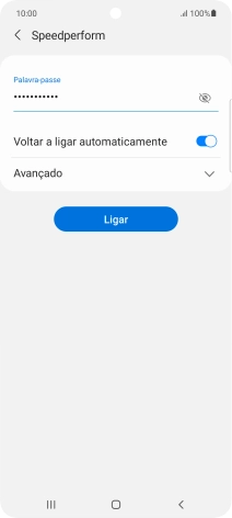 Introduza a password da rede Wi-Fi e prima Ligar.