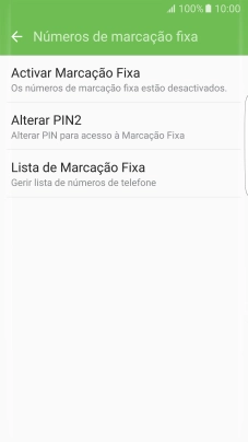 Prima Activar Marcação Fixa para ativar a marcação permitida.