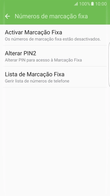 Prima Activar Marcação Fixa para ativar a marcação permitida.