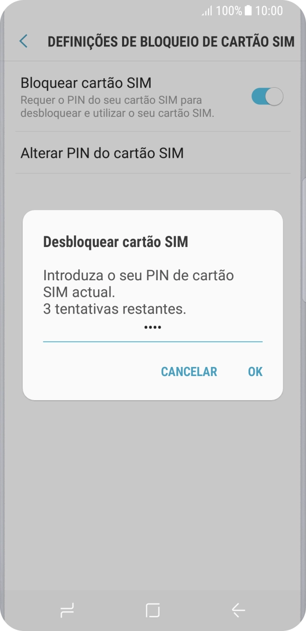 Introduza o seu código PIN e prima OK.