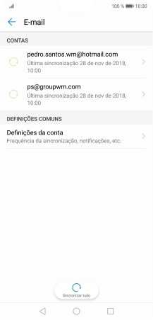 Prima Definições da conta.