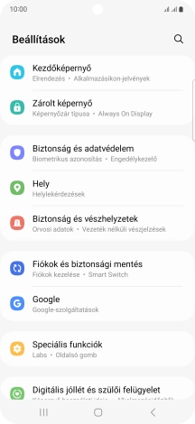 Válaszd a Fiókok és biztonsági mentés lehetőséget.