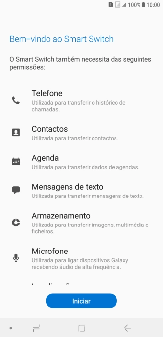 Prima Iniciar e siga as indicações no ecrã para transferir conteúdo.