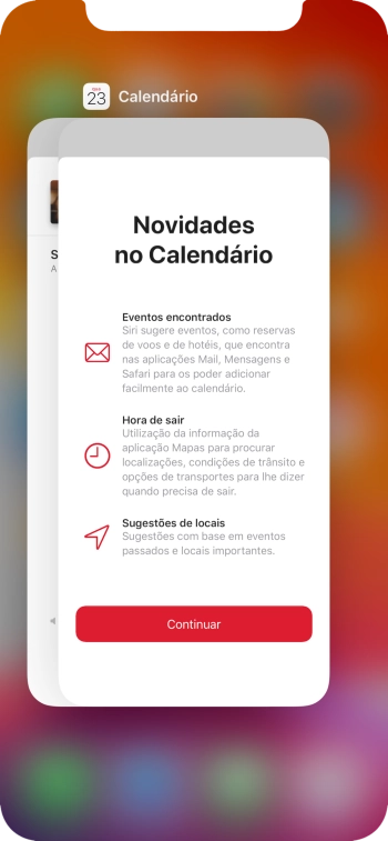 Deslize o dedo para cima sobre a aplicação pretendida para a terminar.