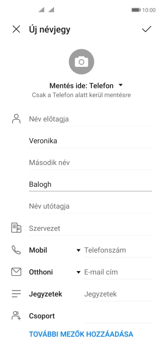 Kattints a Telefonszám mezőre, és írd be a kívánt telefonszámot.