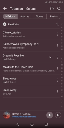 Prima o ficheiro de música pretendido.