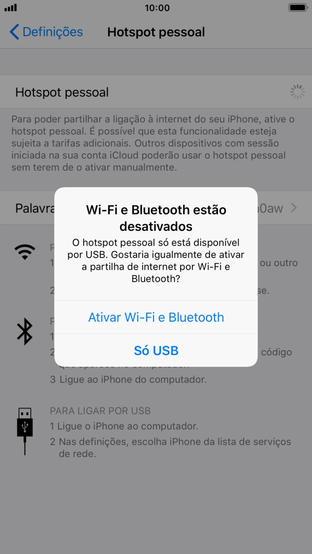 Se o Wi-Fi estiver desativado, prima Ativar Wi-Fi e Bluetooth.