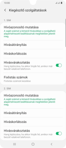 Kattints a kiválasztott SIM-kártya alatt található „Hívásvárakoztatás” melletti csúszkára a funkció be- vagy kikapcsolásához.