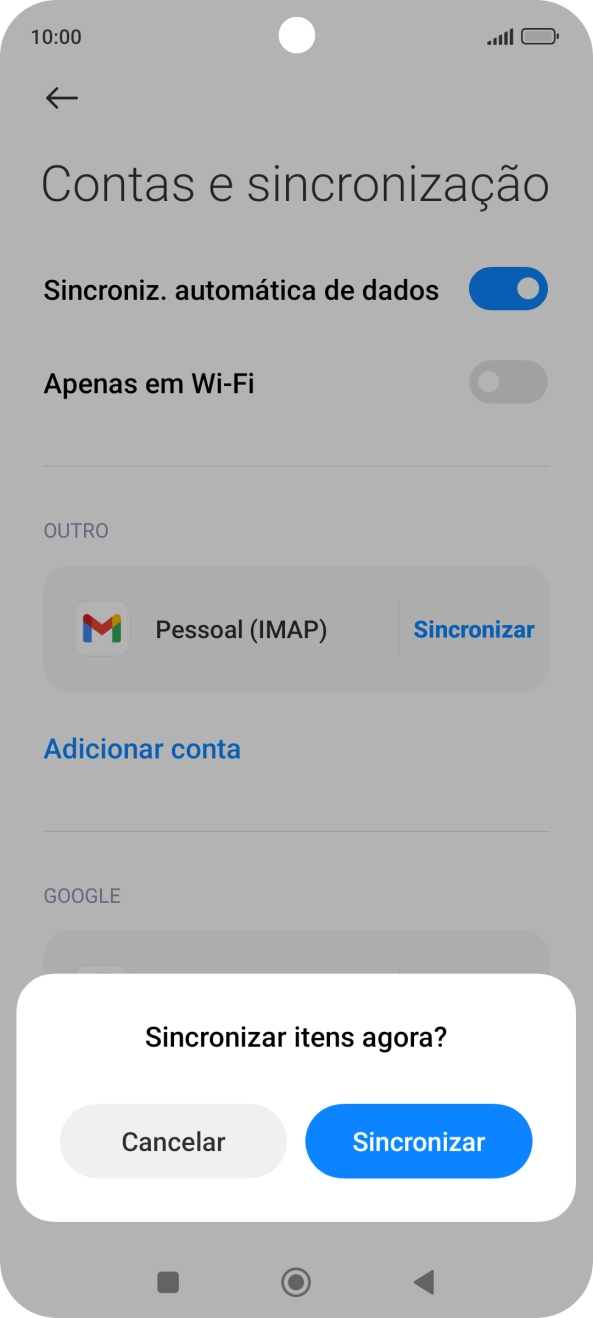 Se ativar a função, prima Sincronizar.