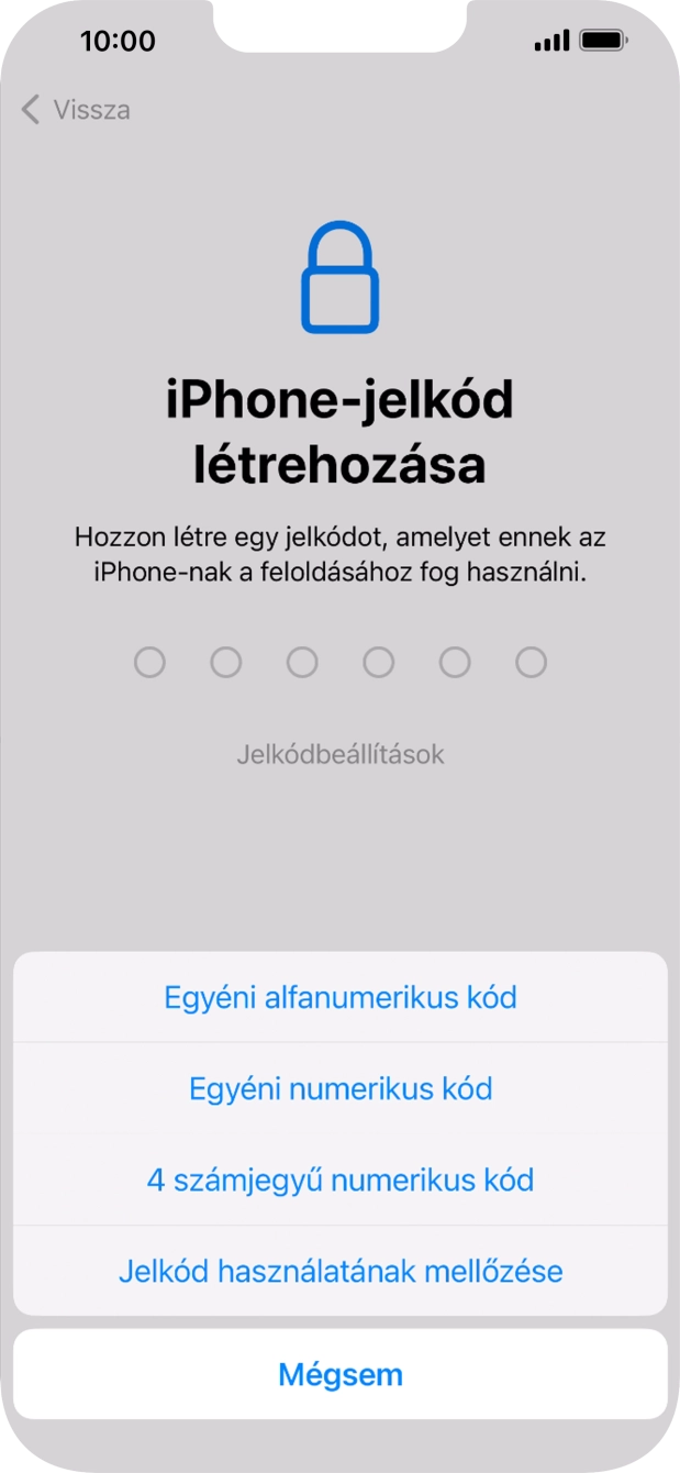 A képernyőzár használatának bekapcsolásához kövesd a képernyőn megjelenő utasításokat, vagy válaszd a Jelkód használatának mellőzése lehetőséget.