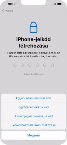 A képernyőzár használatának bekapcsolásához kövesd a képernyőn megjelenő utasításokat, vagy válaszd a Jelkód használatának mellőzése lehetőséget.