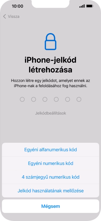 A képernyőzár használatának bekapcsolásához kövesd a képernyőn megjelenő utasításokat, vagy válaszd a Jelkód használatának mellőzése lehetőséget.
