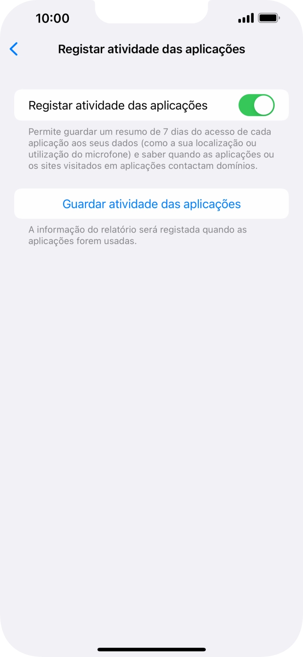 Prima Guardar atividade das aplicações.