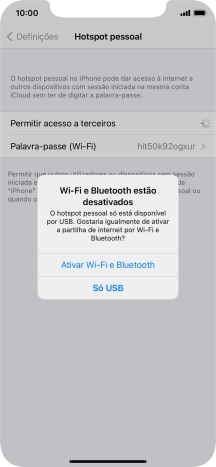 Se o Wi-Fi estiver desativado, prima Ativar Wi-Fi e Bluetooth.