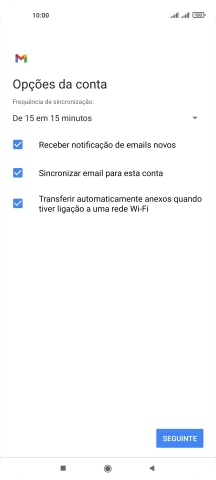 Se o ecrã mostrar esta imagem, a sua conta foi identificada e configurada automaticamente. Siga as indicações no ecrã para introduzir informações adicionais e concluir a configuração.