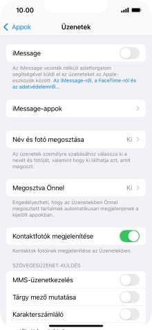 Kattints az „MMS-üzenetkezelés” melletti csúszkára a funkció bekapcsolásához.