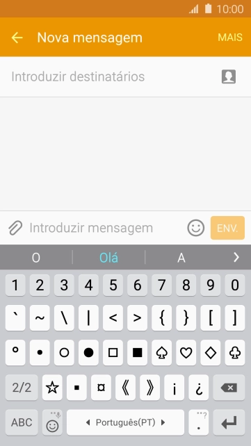 Prima ABC para voltar à introdução de texto.