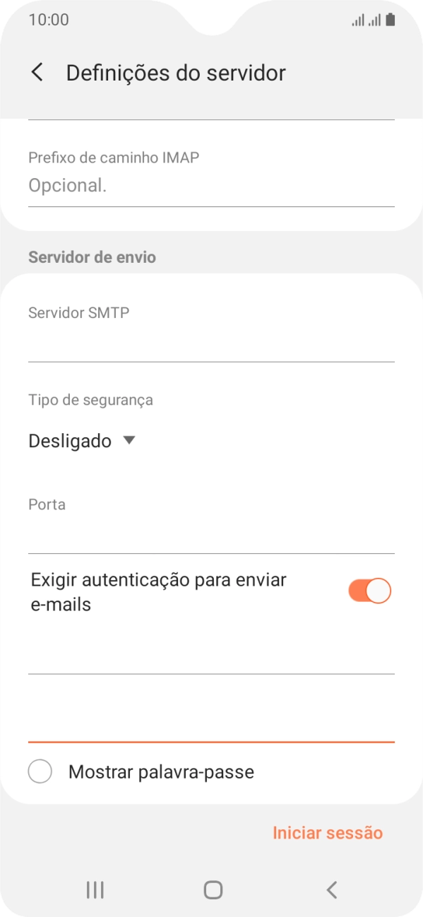 Prima Iniciar sessão.
