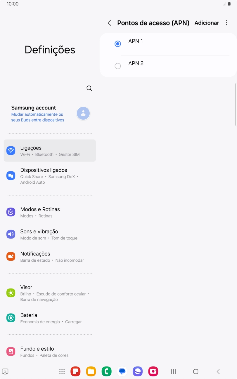 Prima o campo junto à ligação de dados para a ativar.