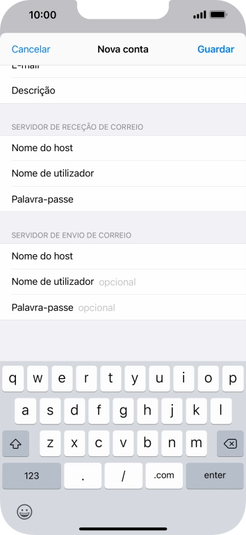 Prima Nome de utilizador e introduza o nome de utilizador da sua conta de e-mail.