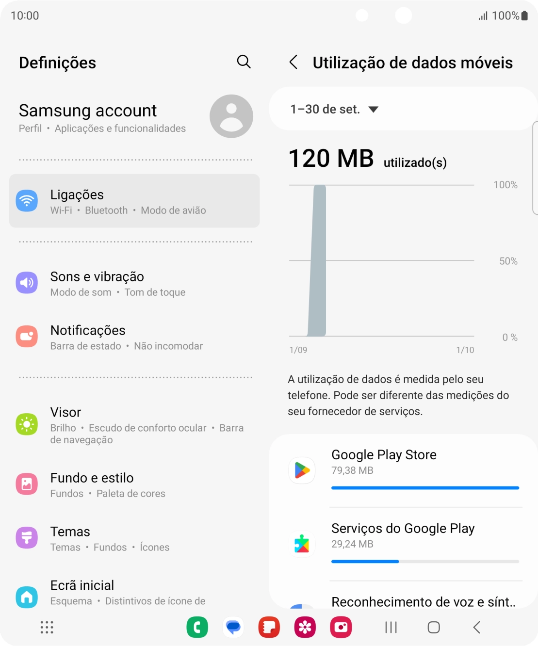 O consumo de dados de cada aplicação é mostrado sob o nome da aplicação.