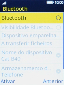 Escolha Bluetooth para ativar a função.