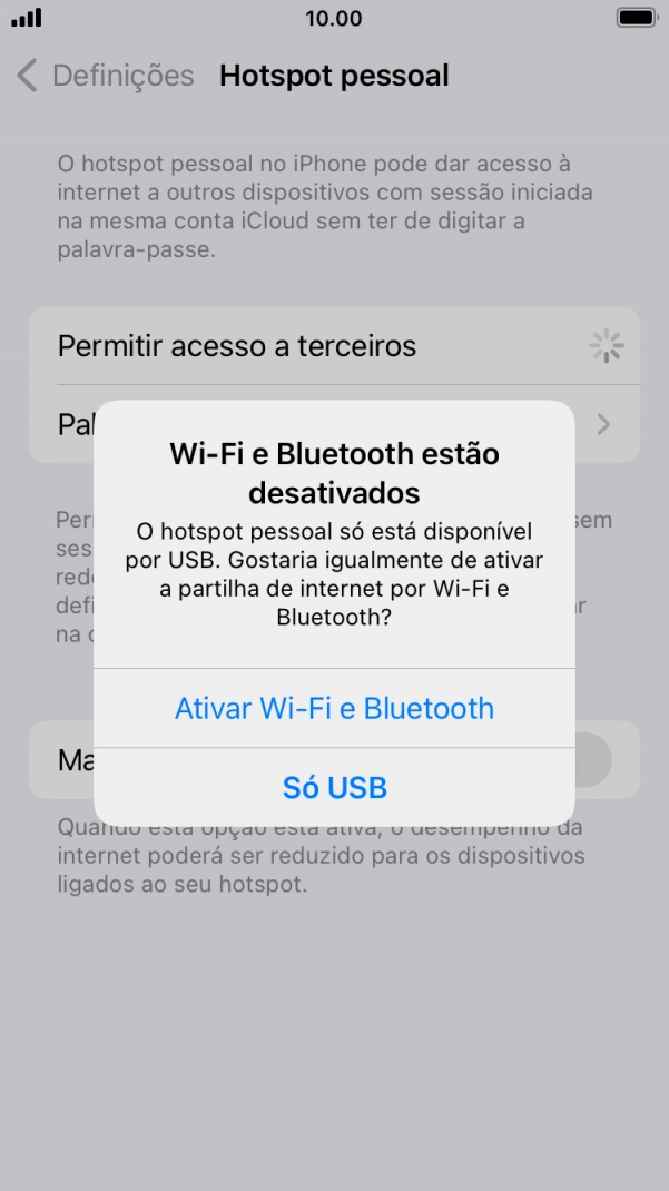 Se o Wi-Fi estiver desativado, prima Ativar Wi-Fi e Bluetooth.