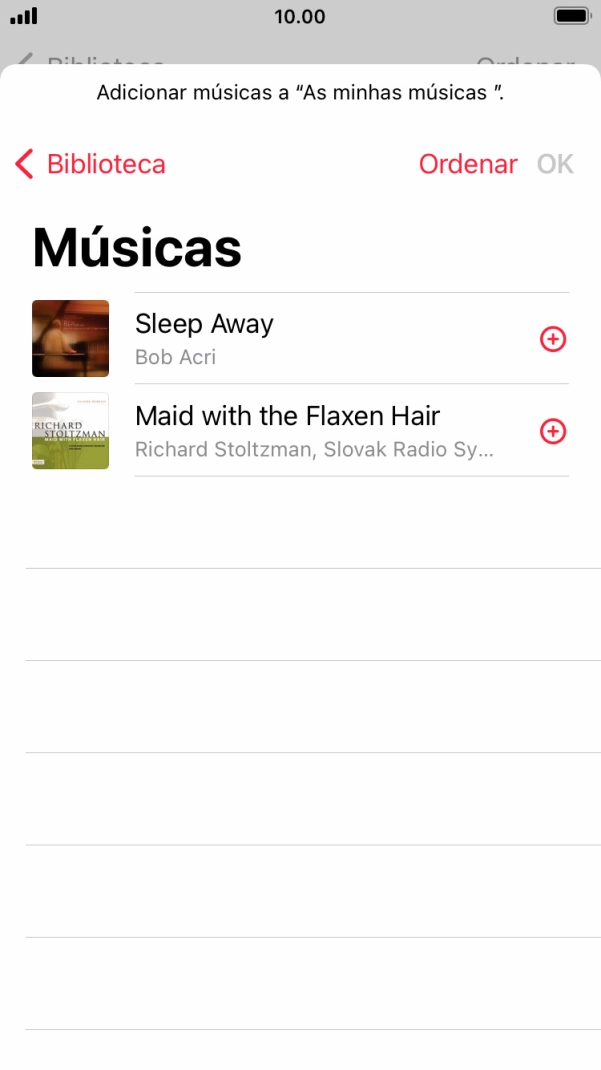Vá até à categoria pretendida e prima o ficheiro de música pretendido.
