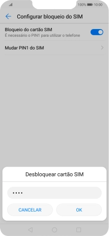 Introduza o seu código PIN e prima OK.