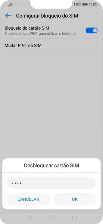 Introduza o seu código PIN e prima OK.
