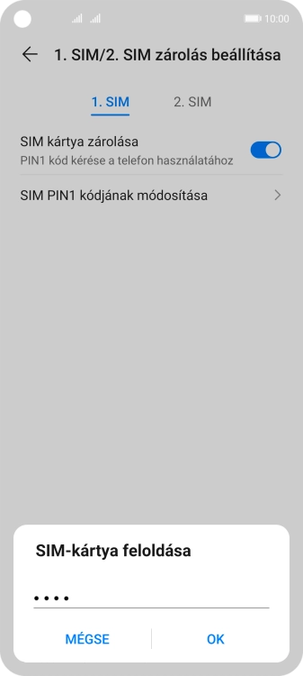 Írd be a PIN-kódot, és válaszd az OK lehetőséget.