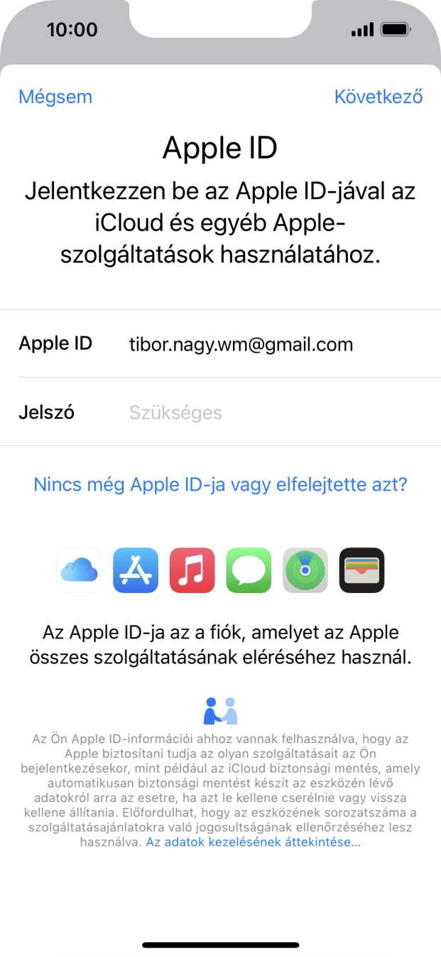 Kattints a „Jelszó” melletti mezőre, és írd be az Apple ID-d jelszavát.
