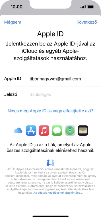 Kattints a „Jelszó” melletti mezőre, és írd be az Apple ID-d jelszavát.