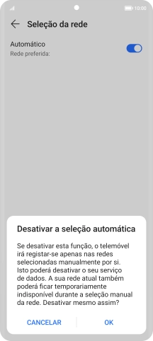 Prima OK e aguarde enquanto o telefone procura as redes.