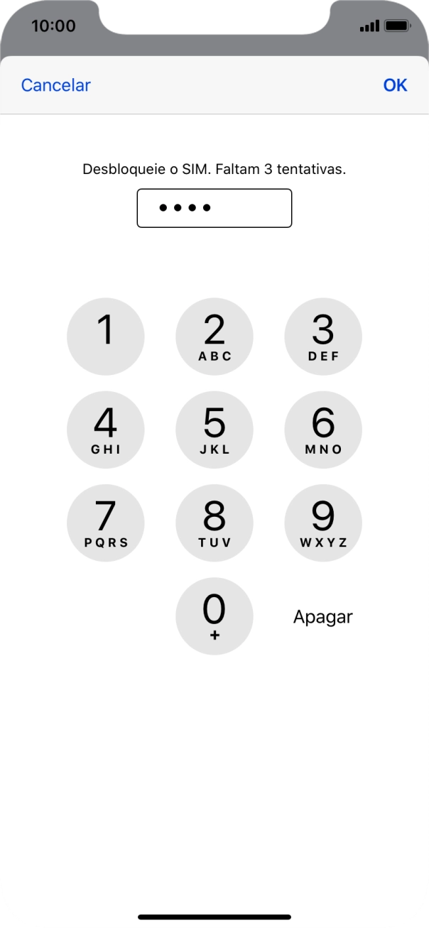 Introduza o seu código PIN e prima OK.