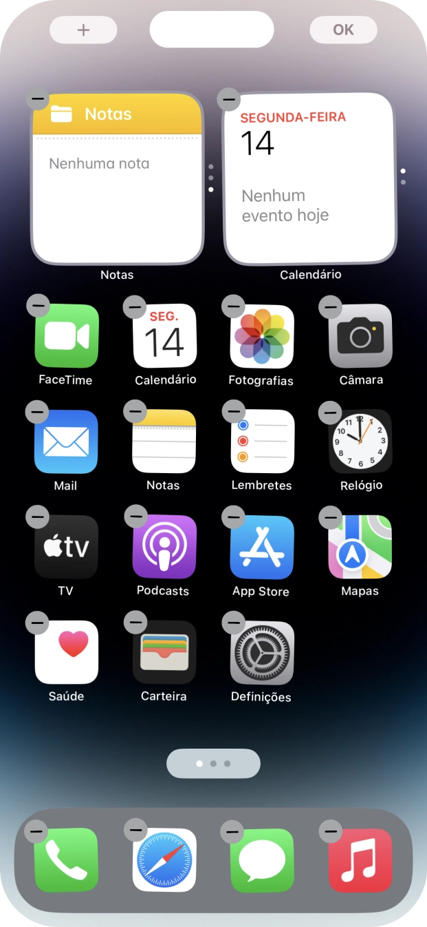 Prima o ícone de páginas do ecrã inicial.