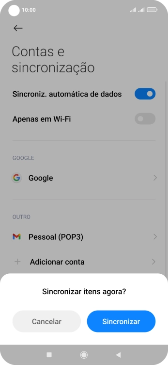Se ativar a função, prima Sincronizar.