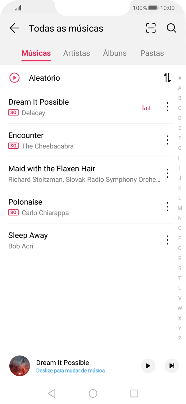 Prima o ficheiro de música pretendido.