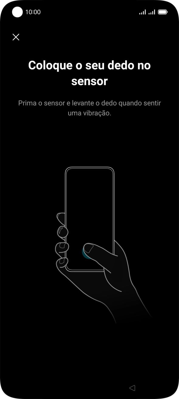 Siga as indicações no ecrã para definir a impressão digital como código de bloqueio.