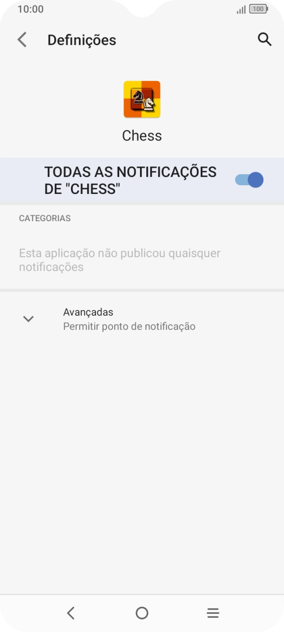 Prima o indicador sob o nome da app para ativar ou desativar a função.