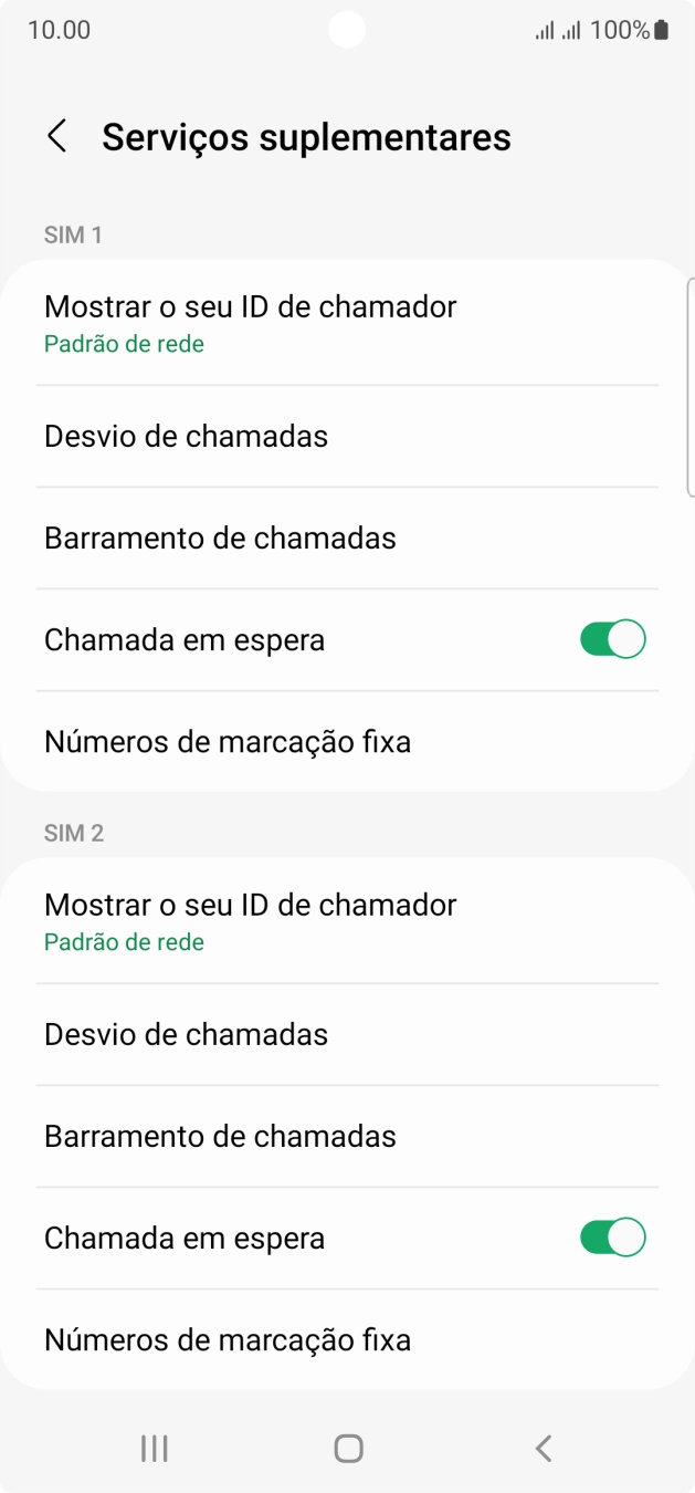 Prima Desvio de chamadas sob o cartão SIM pretendido.
