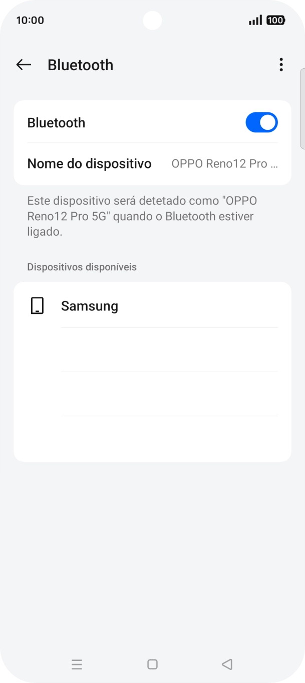 Prima o dispositivo Bluetooth pretendido e siga as indicações no ecrã para emparelhar o dispositivo pretendido com o telefone.