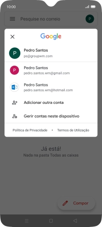 Prima a conta de e-mail pretendida.